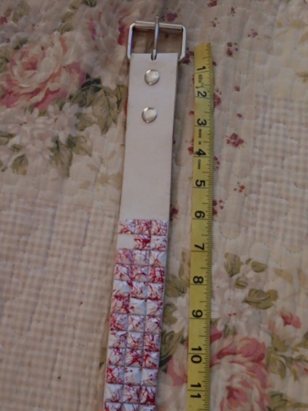 White Studded Women's Belt with Red Marble Accents - Hot Topic